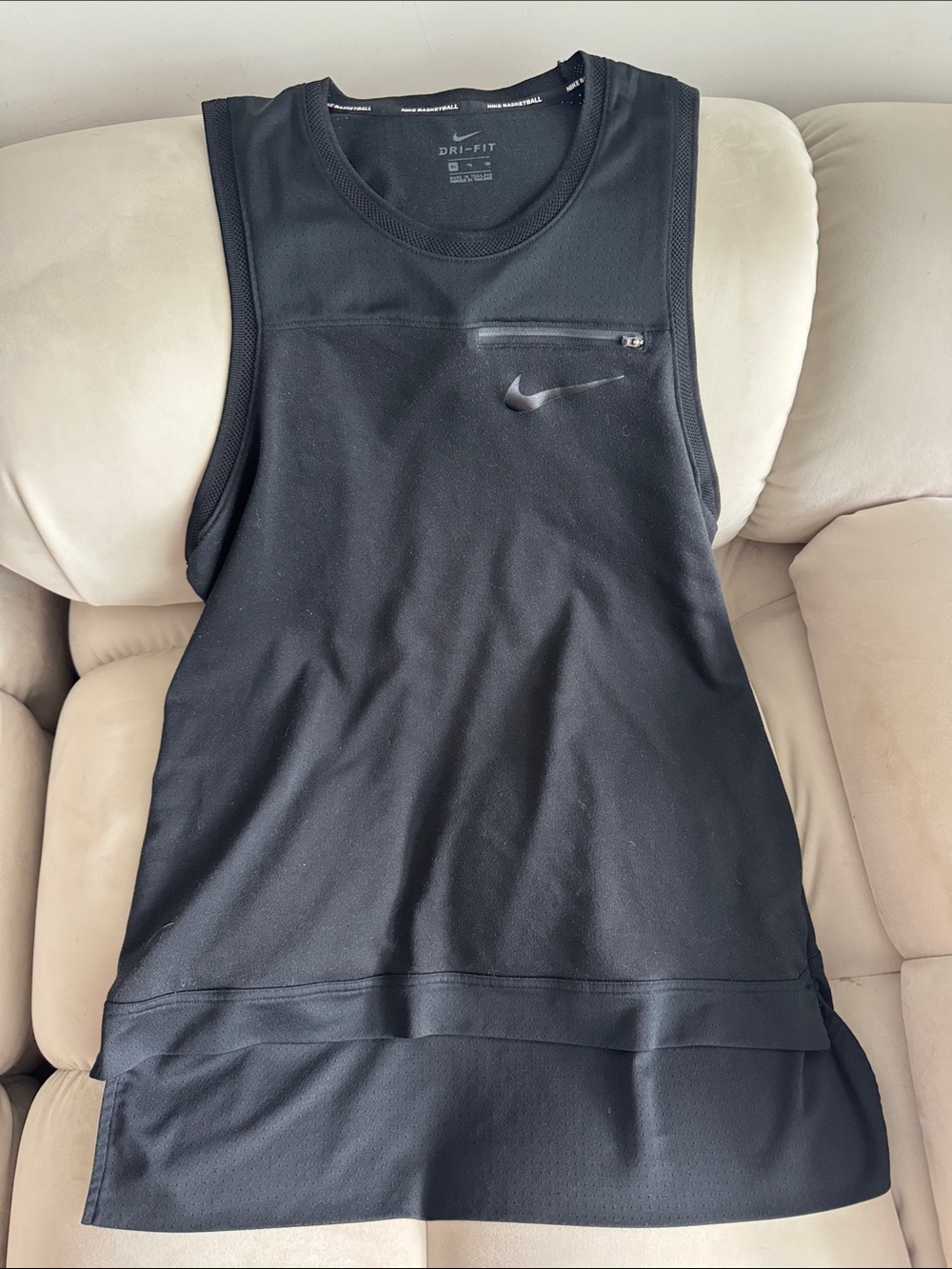 Nike Men’s Black Sleeveless Dri-FIT Training Tank with Zip Pocket